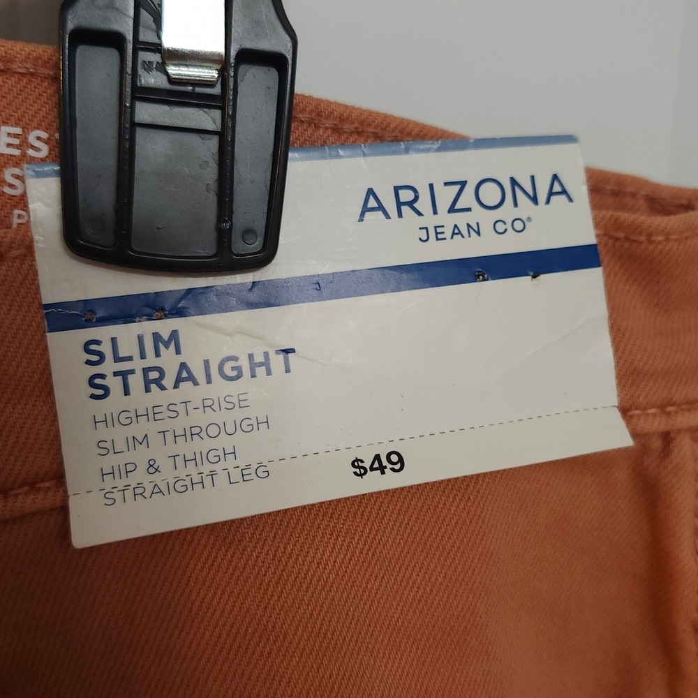 Arizona Jean Co Womens Size 21 Orange Slim Straight High‎ Rise Jeans NWT - Picture 3 of 7